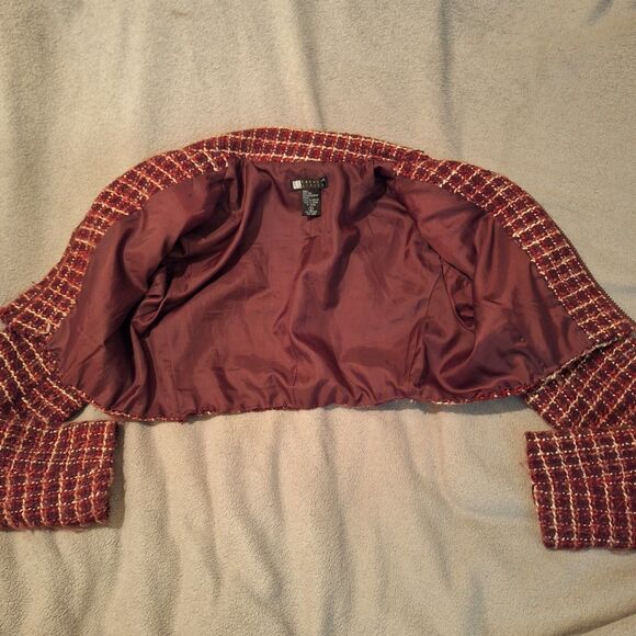 CAROLE LITTLE Tweed Silk Shortened Jacket Women S - Picture 6 of 8